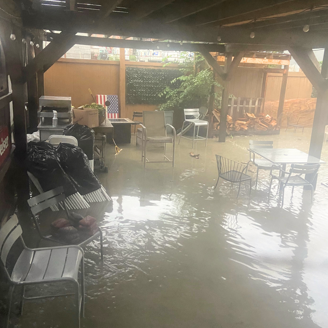 example of flood in patio 