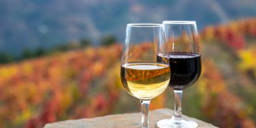 Desserts and Fortified Wines with a fall background