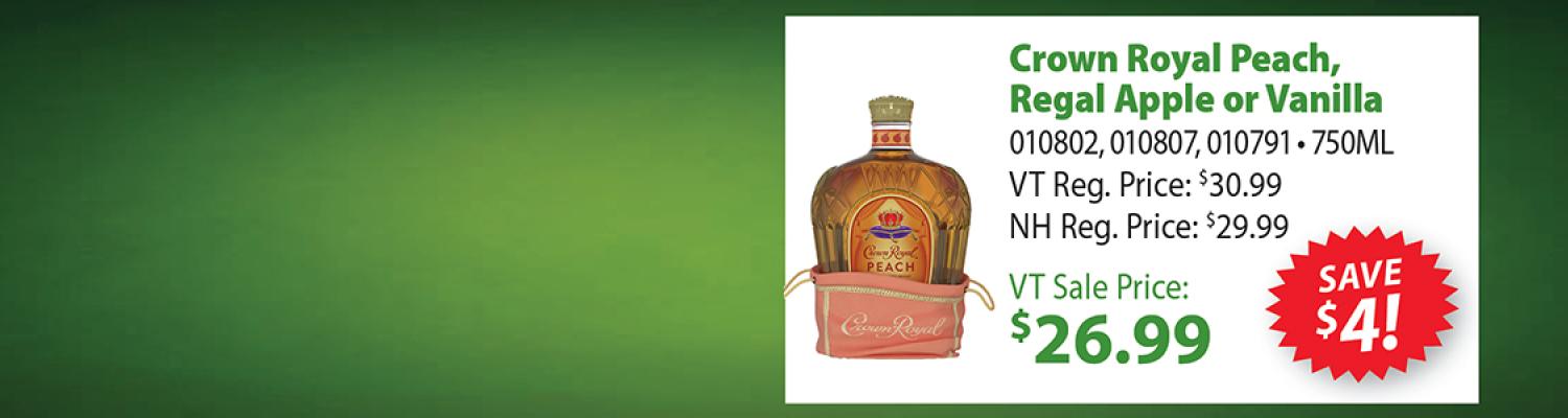 Crown Royal Peach, Regal Apple or Vanilla 750ML